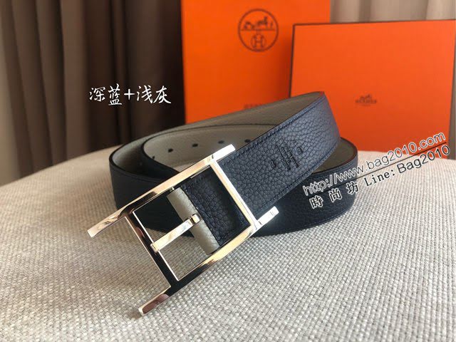 HERMES高端男士皮帶 愛馬仕QUENTIN REVERSIBLE BELT金屬扣雙面用皮帶  jjp1110